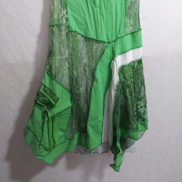 C'Fait Pour Vous Paris Green Abstract Layered Asymmetrical Fairy Boho Dress 2 - Picture 4 of 15